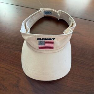 Old Navy Cream Visor with Flag Embroidery